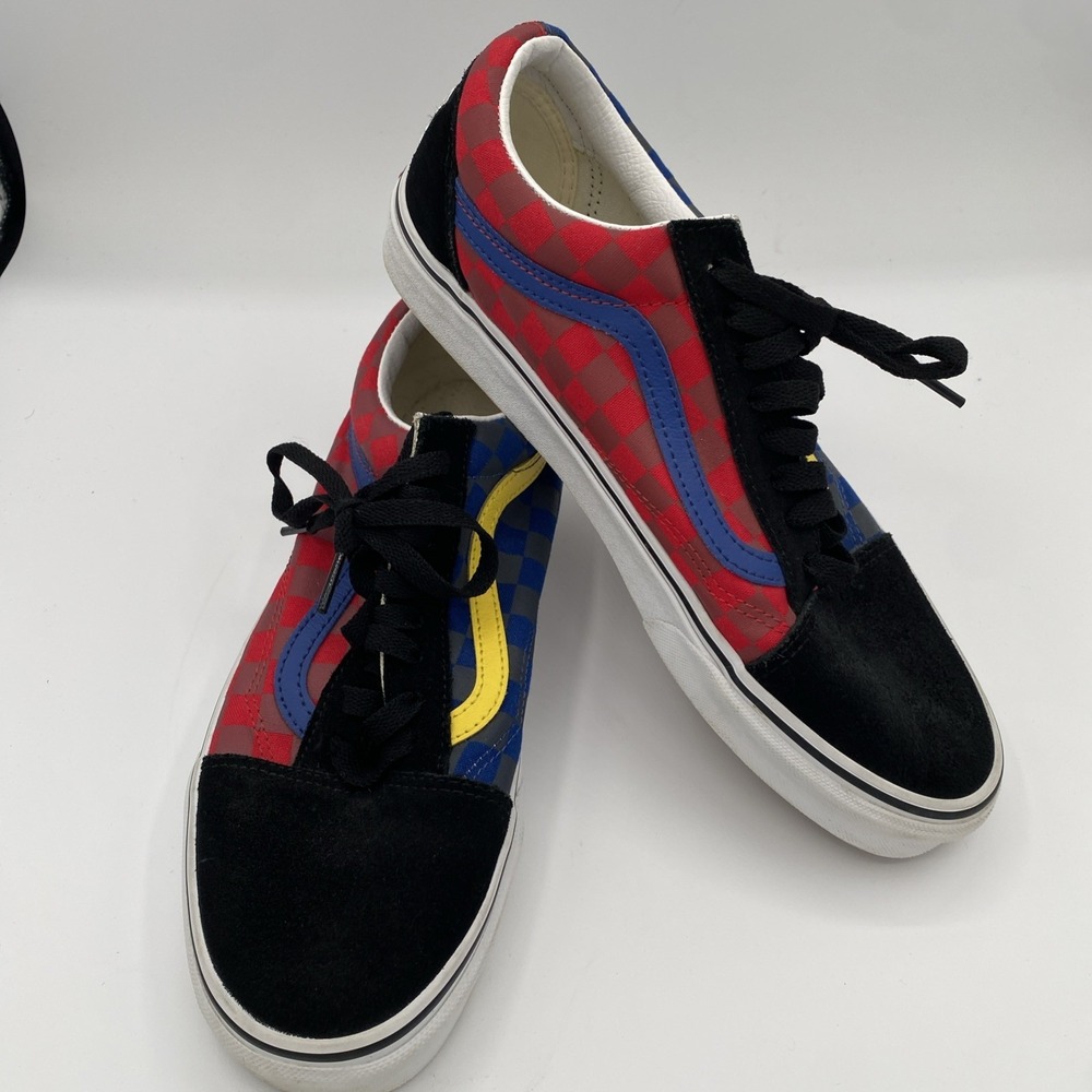 Vans Multicolor Checkerboard Classic Shoes Mens 9 Womens 10.5 Lace Up Suede Toe